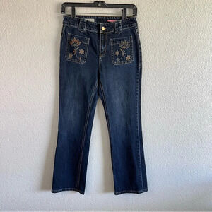 Pilcro Embroidered Flower Flare Boho Jeans‎